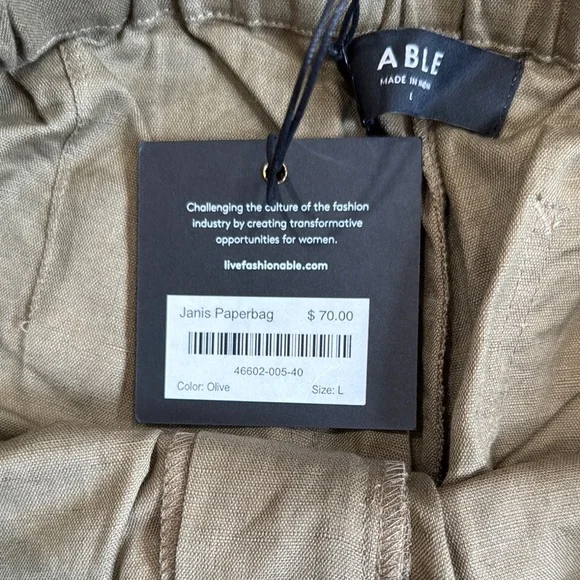 NWT Able Janis Paperbag Olive Green High Waist Shorts Relaxed Fit Size Large - Picture 8 of 12